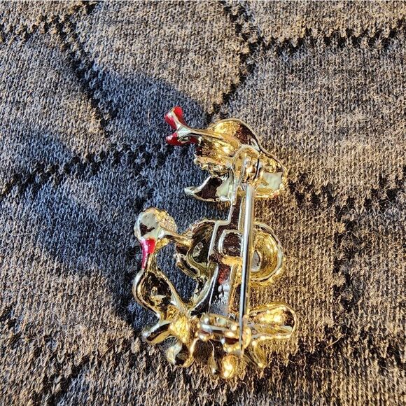 Gold and Red Bow poodle Brooch - Picture 4 of 4